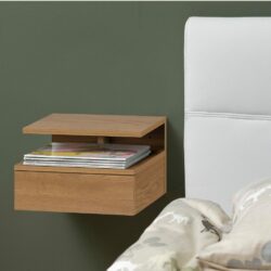 Modern Wall Mounted Wooden Bedside Table with Drawer
