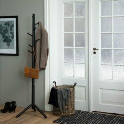Pierre Modern Black Coat Stand in Lacquered Wood
