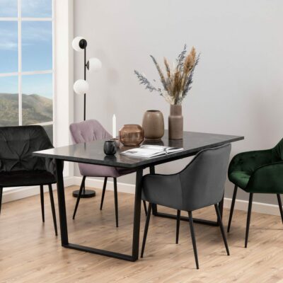 Seattle Modern Black Marble Dining Table for 6 People
