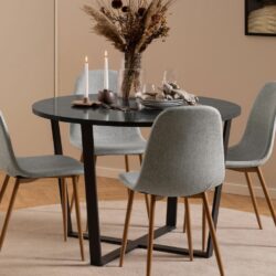 Seattle Modern Round Black Marble Dining Table