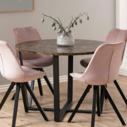Seattle Modern Round Brown Marble Dining Table