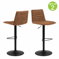 Tan Brown Bar Stools with Swivel Function - Pair