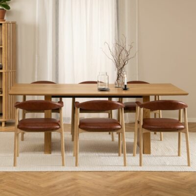Vienne Modern Large Wooden Dining Table with Slatted Base Legs