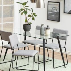 Wilson Modern Glass Dining Table with Black Legs