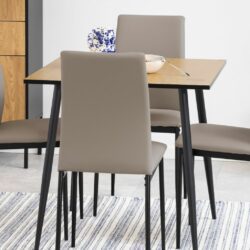 Wilson Modern Small Wooden Dining Table in Oak with Black Legs