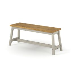 Wooden Grey Dining Bench Kitchen Bench with Rustic Edge