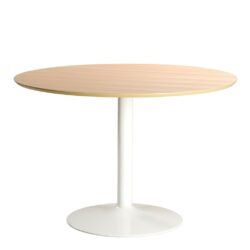 Braddan Modern Round White Dining Table with Wooden Top