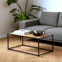 Duke Modern Wooden Coffee Table with Black Frame