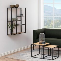 Duke Modern Wooden Wall Display Shelf Unit with Black Frame