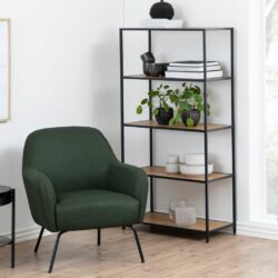 Medium Modern Bookcase with Black Frame & Wooden Shelves