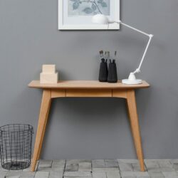 Viborg Modern Wooden Desk with Drawer in Oak Wood Veneer