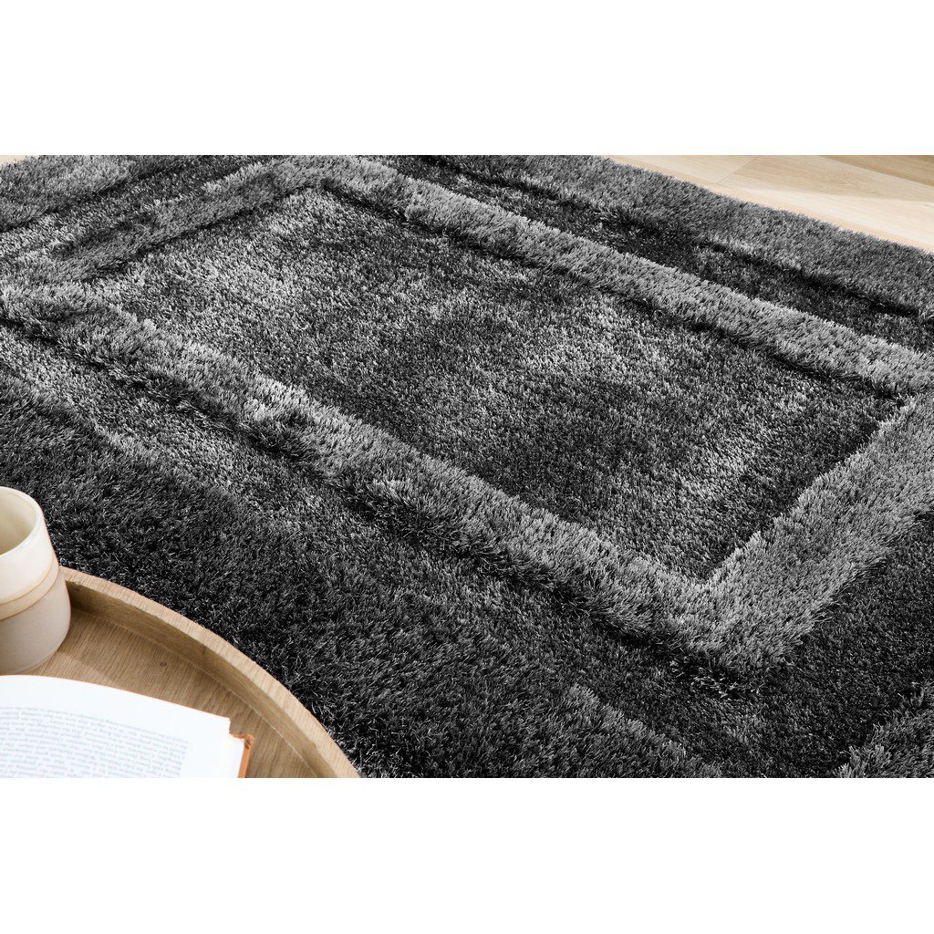 Fluffy Datk Grey Rugs Opulence Thick Fluffy Dark Grey Rug | Choice of Sizes | OHI